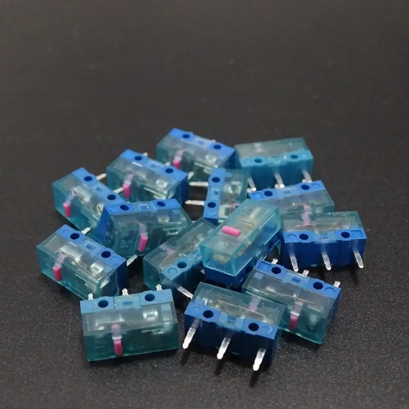 U55C 4Pcs Pink Dot Mouse Button Micro Limit Switch 3Pins 80Million for HUANO Mouse Micro Switch Blue Transparent Shell 0.74N