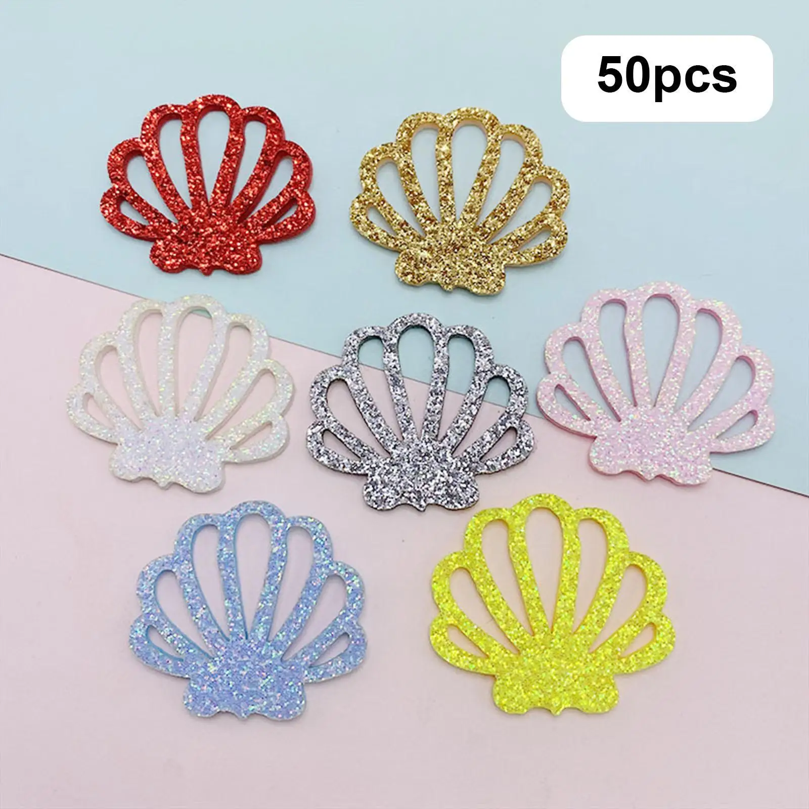 50 Pieces Shiny Shell Appliques DIY Hairpin Accessories for Decor Headwear