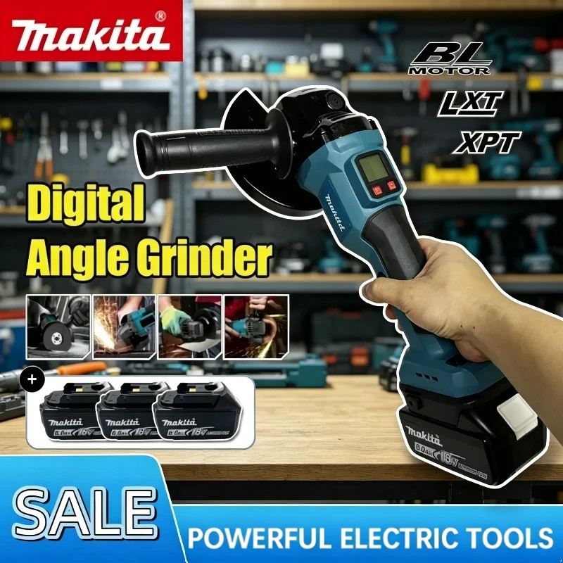 

Бесщеточная угловая шлифовальная машина Makita с цифровым дисплеем, электрическая полировальная и шлифовальная машина для самостоятельного использования, совместимая с аккумуляторными инструментами Makita.