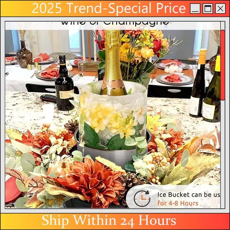 

A61Z Deals Ice Bucket Mold,Ice Mold Wine Bottle Chiller,Cocktail Champagne Bucket Ice Mold, Flower Fruits Any Decoration To DIY
