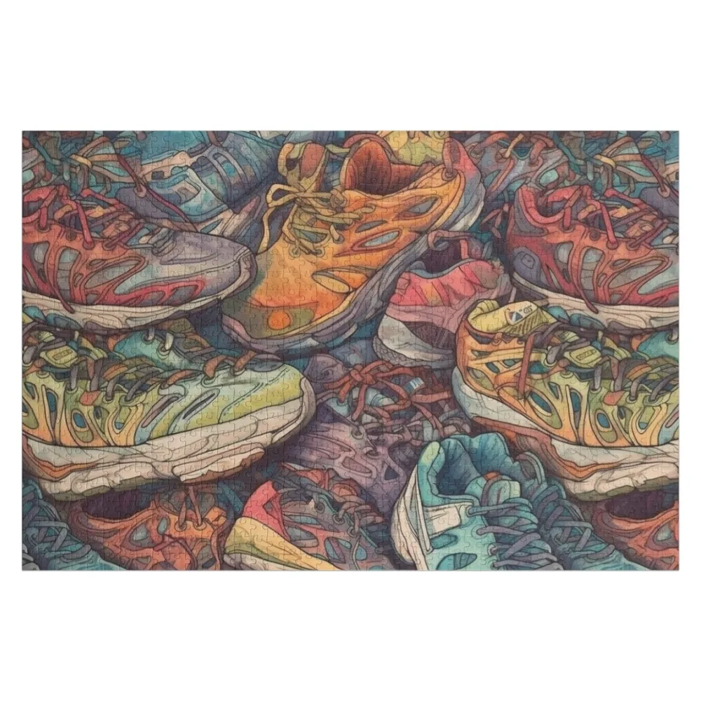 

Miles of Memories: Running Shoes Print Design Jigsaw Puzzle Picture Customs With Photo Puzzle
