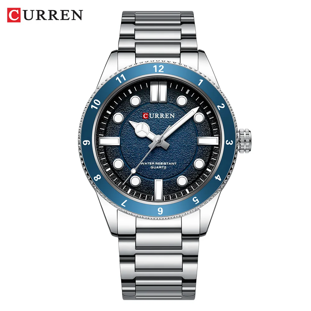 CURREN Casual Simple Quartz Watch with Stainless Steel Band Fashion Men\'s Clock Waterproof Luminous Wristwatches