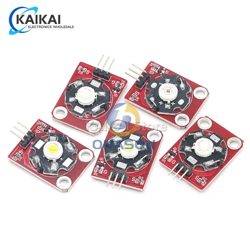 3W High Power LED Module Blue/Green/Purple/Red/White/Yellow LED with PCB Chassis for Arduino STM32 AVR