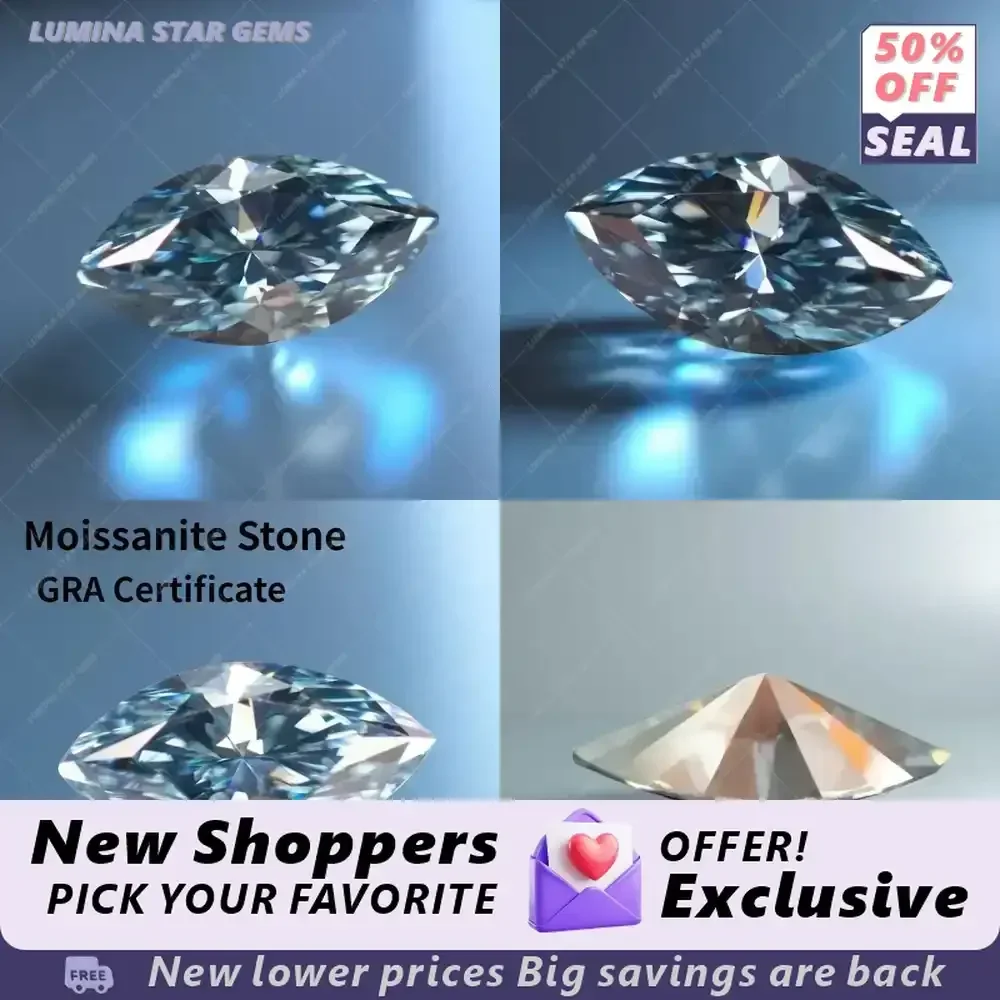 

Lab Grown Sapphire Alternative Moissanite Stone Marquise Cut Loose Gem for Jewelry Making Ring Earrings Charms L Gray Color
