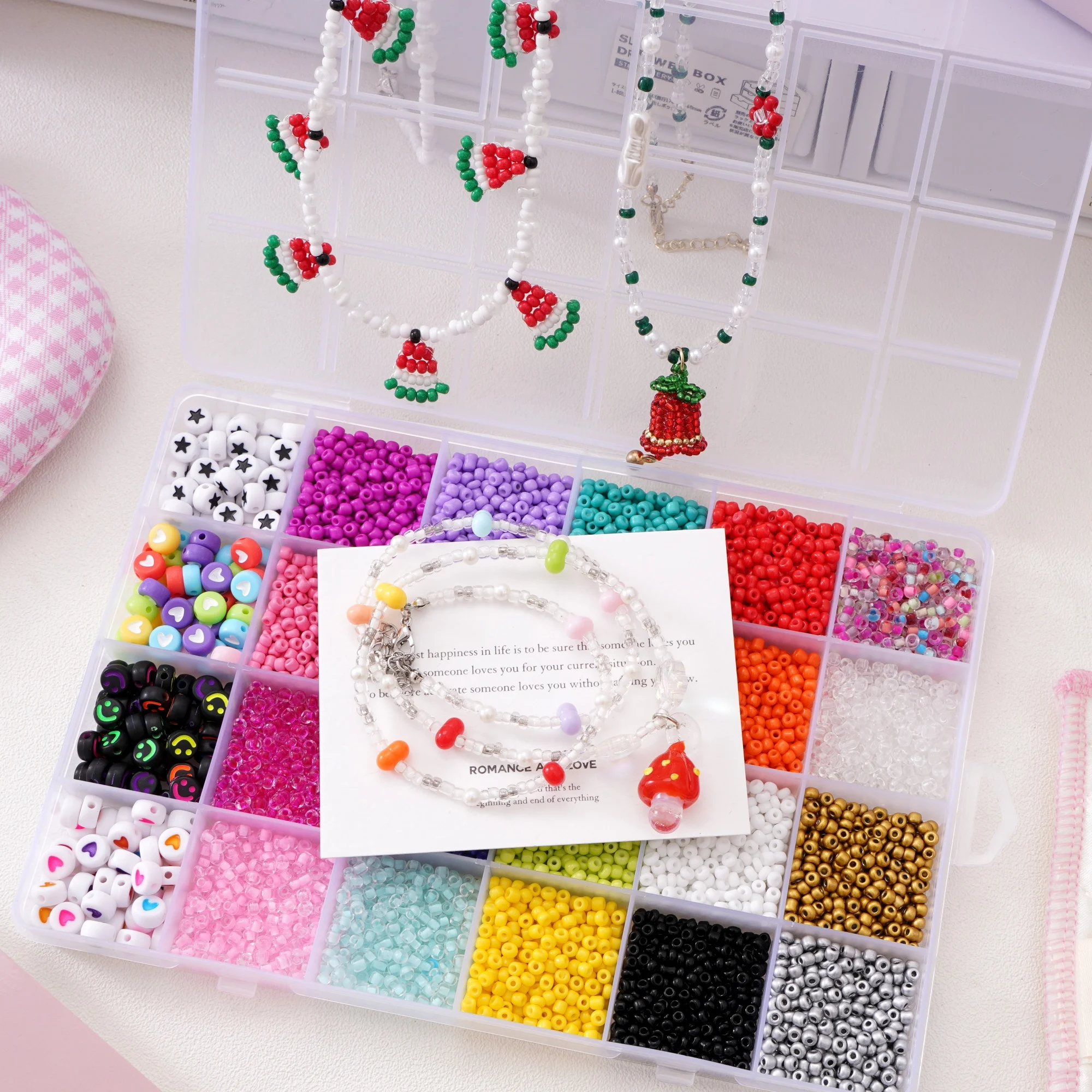 

24 Grid Rice Bead Letter Bead Set Jewelry Accessory Box For Handmade DIY Jewelry Bracelet Necklace Earring Craft Making Supplies