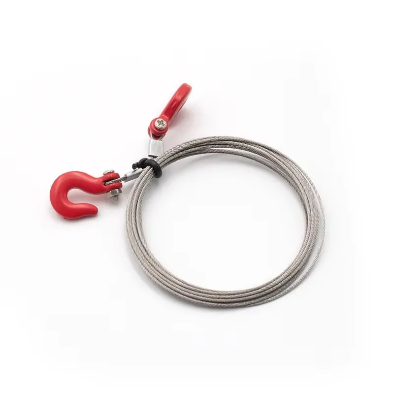 خطاف مقطورة بحبل سلكي من الفولاذ المقاوم للصدأ عالي المحاكاة لسيارة تسلق RC المحاكاة #2