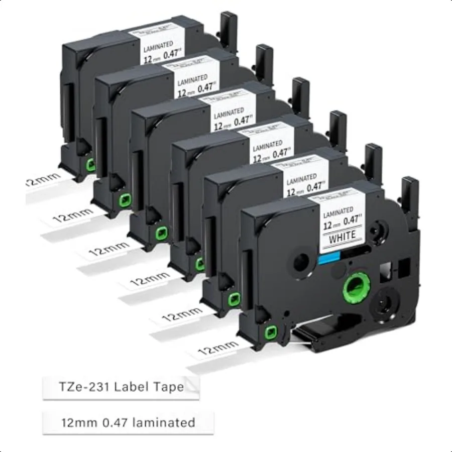 

Compatible with Brother PTouch Label Tape 12mm.47 Laminated White TZ Tape TZe231 TZe231 for Brother Label Maker Refills Compati