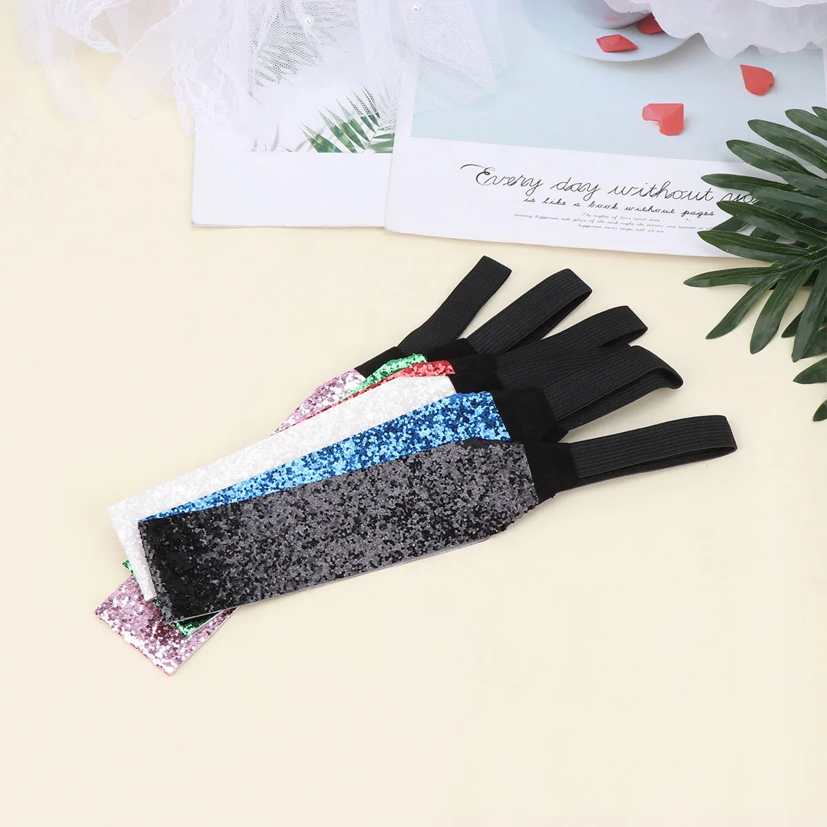 

6Pcs Sequin Headband Glitter Elastic Sparkly Hair Bands for Women Girls Birthday Party Cosplay Festival Accessories