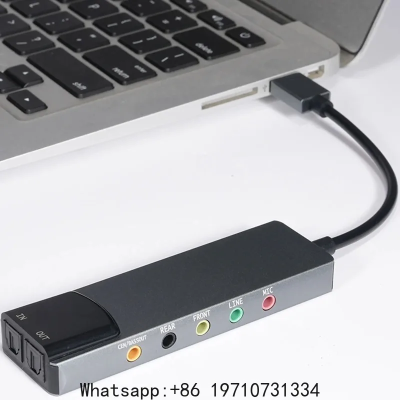 7.1 USB 2.0 Surround Sound Card with SPDIF Digital Sound High Resolution Music External Sound Card for Laptop PC