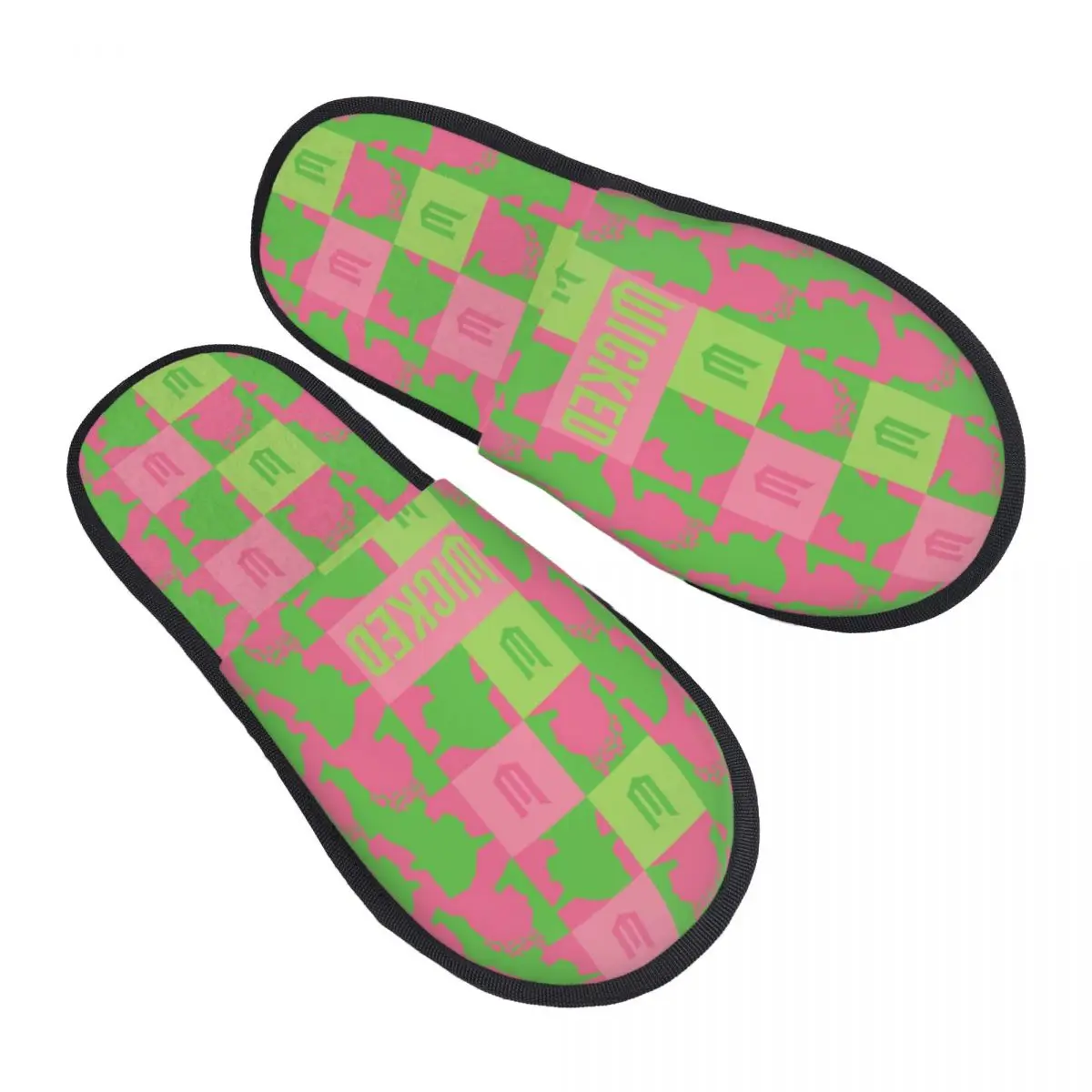 شريرة لشريرة الشتاء الجيد منزل النعال غرفة نوم الوردي الأخضر دافئ المنزلية نِعال من الفراء الشرائح المضادة للانزلاق