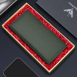 Men 2024 new genuine leather multi-slot soft wallet long ultra-thin wallet Men's long leather multi-slot cowhide ultra-thin