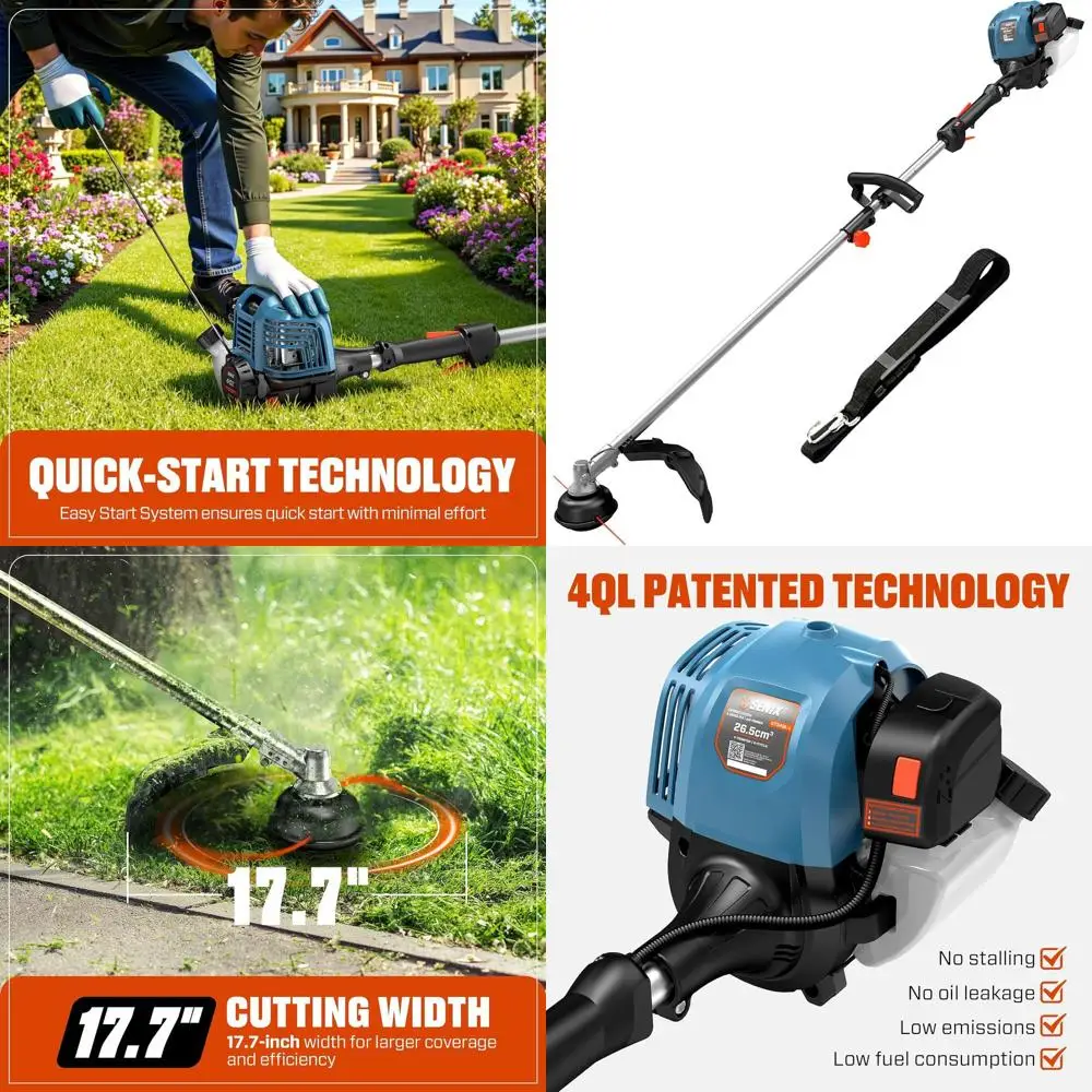 

4-Cycle 17-inch 26.5cc Straight Shaft Gas Trimmer with Shoulder Strap and Bump Feed