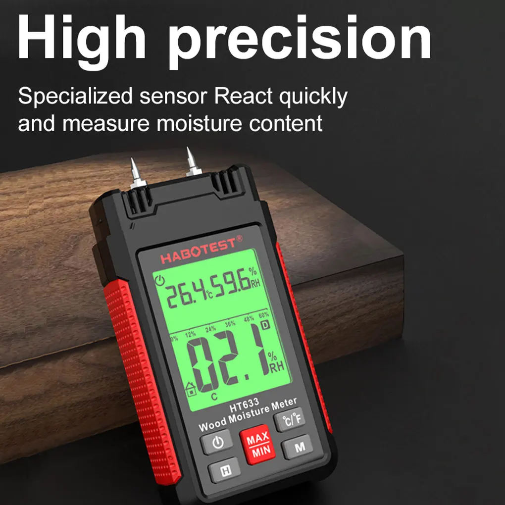 Digital Moisture Meter Humidity Tester Detection Multi-function Quick Hygrometer Timber Damp Cement Brick Measuring