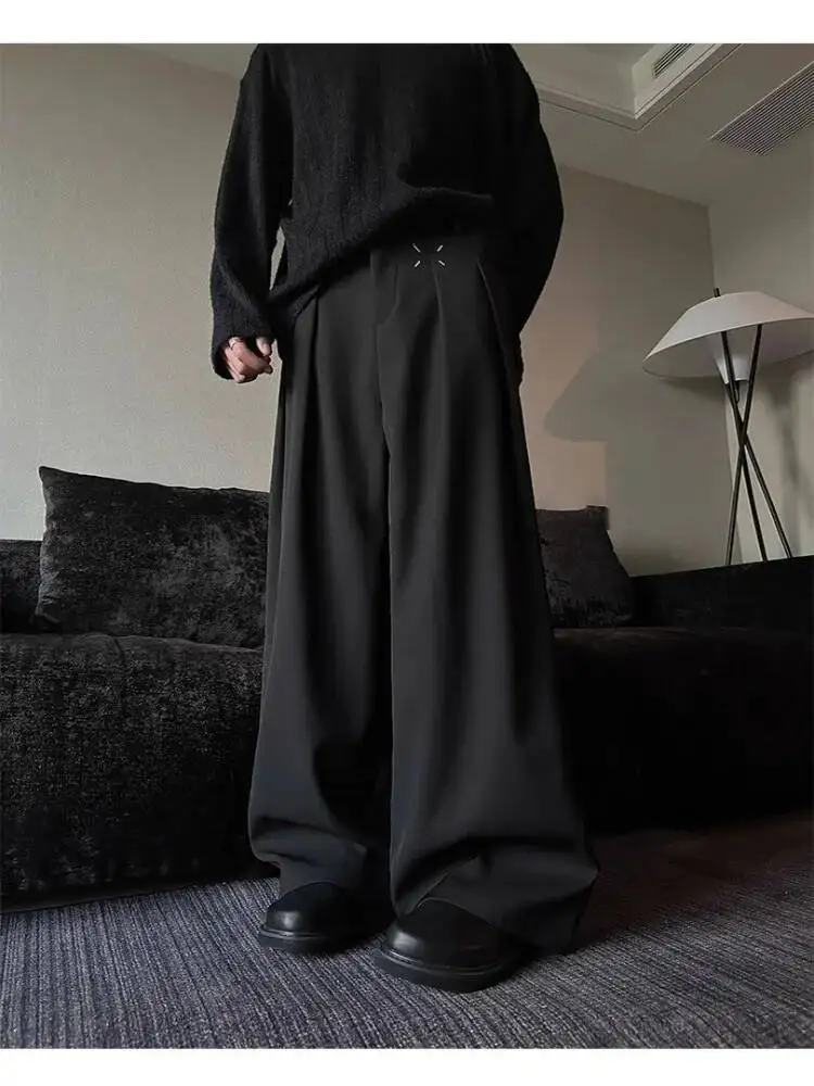 Men Suit Pants Black Tailored Trousers HighEnd Drapeyersatile Straight Leg Autumn Winter Cleanfit Unisex Loose Wide Leg Pants