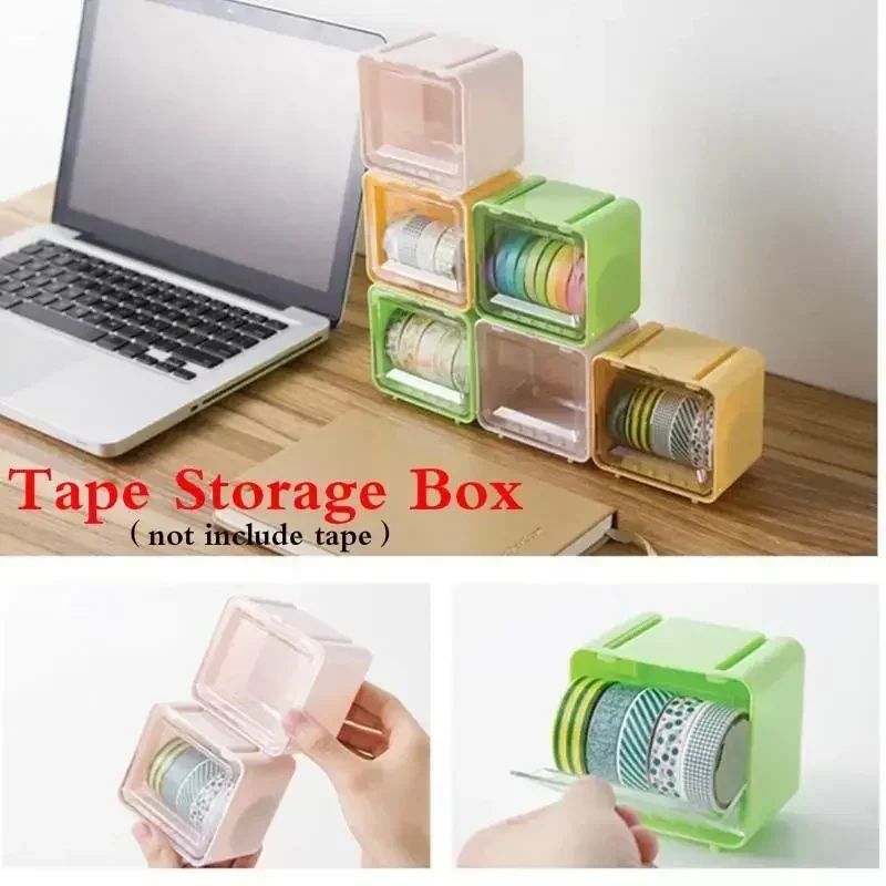 Desktop Storage Office Roll Table Holder Cutter Washi Tape Storage Organizer Box Dispenser Home Decoration Accessories Tools