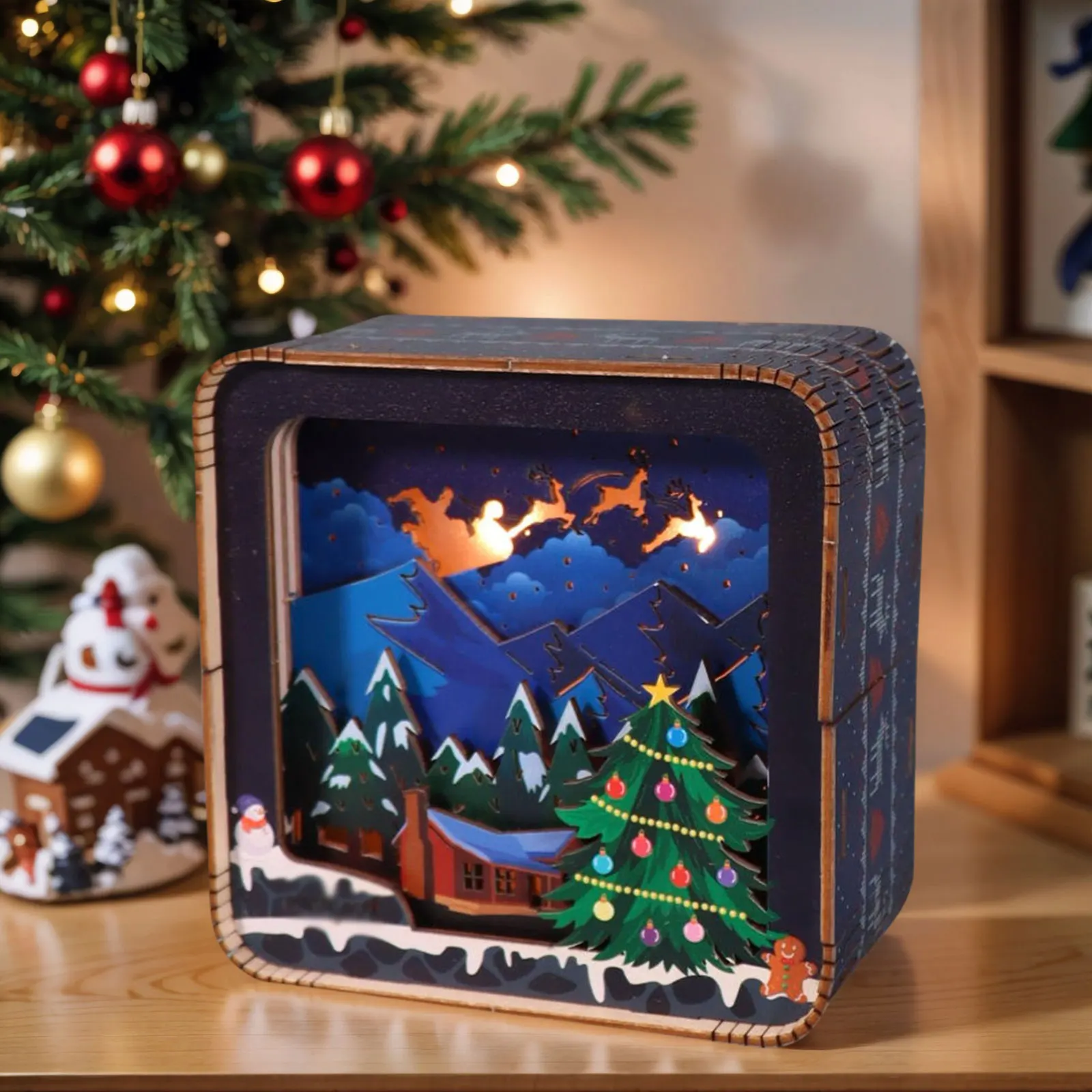 

3D Wooden Night Light Puzzle for Adults - DIY Model Kit with LED, Modern Desk Lamp & Relaxing Birthday Gift for Home & Office