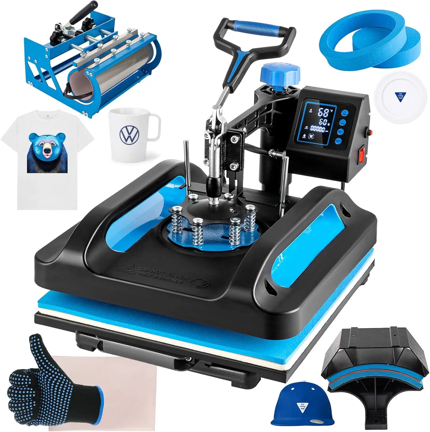 ماكينة ضغط حراري احترافية مقاس 15 × 15 بوصة، ماكينة ضغط حراري 5 في 1 مع مكبس بهلوان 30 أونصة، ماكينة ضغط على القمصان المتأرجحة، شحن مجاني #2