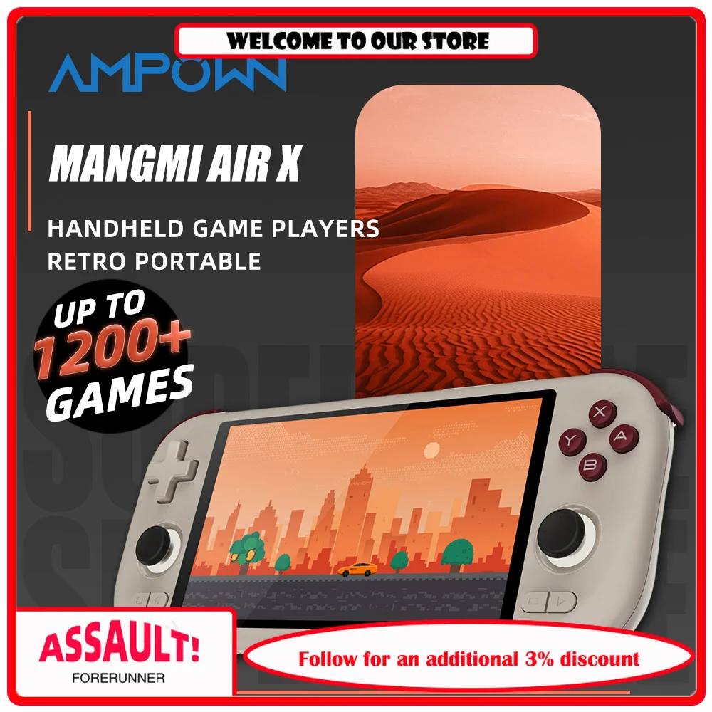 AMPOWN MANGMI AIR X Handheld Game Players Console 5.5'' IPS 1080P Touch Screen Android 14 Portable Retro Video Game Joystick