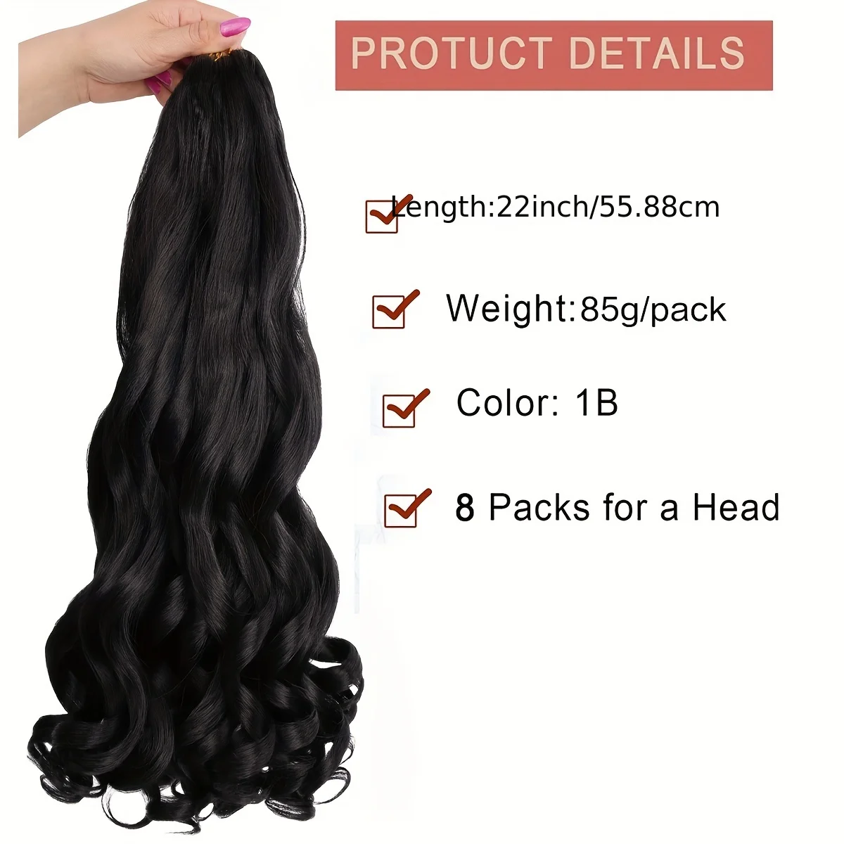 French Curly Braiding Hair Pre Stretched Bouncy Braiding Hair Easy Braid Curl Braids, Lightweight Synthetic Wavy Hair Extensions