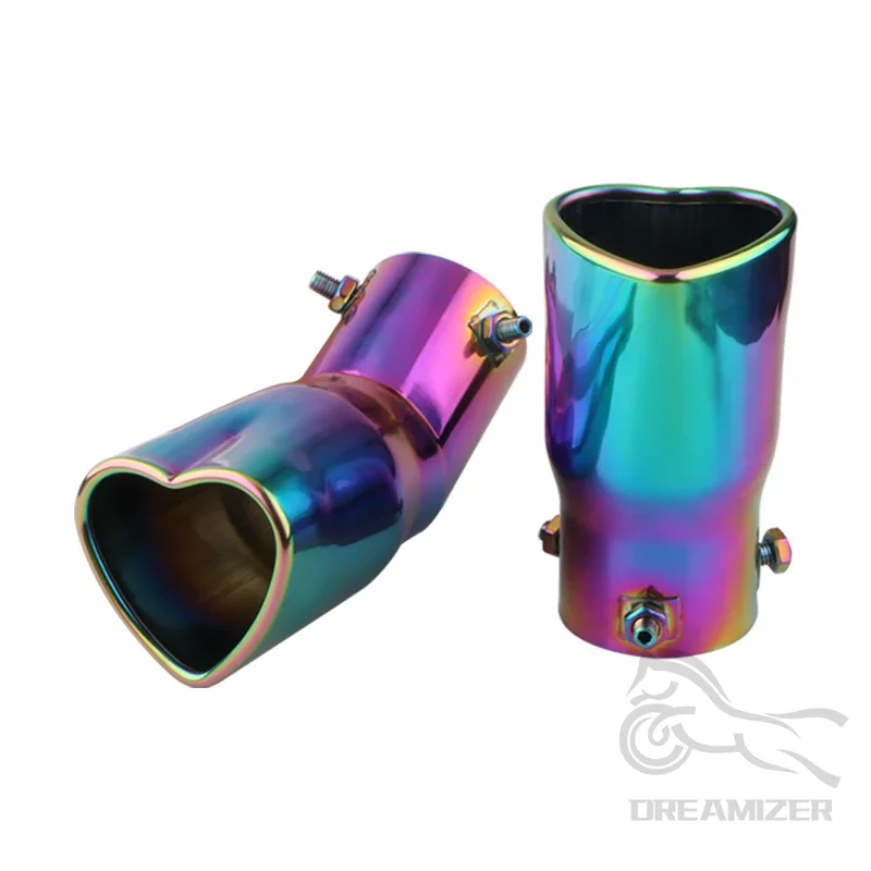 2.5 Inch Car Parts New Design Heart Shape Style Car Accessories Stainless Steel Silver Colorful Exhaust Tips Muffler Tail Pipe