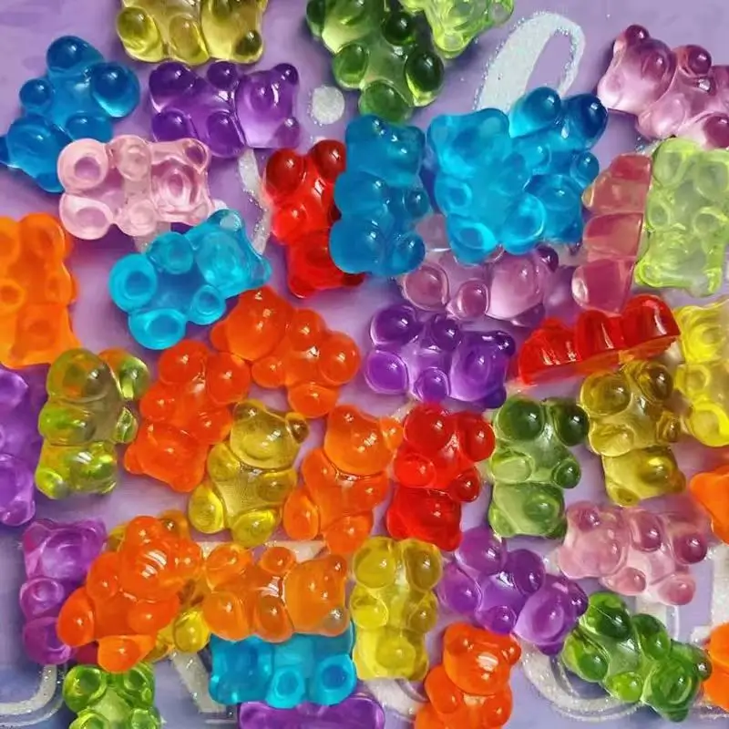 Jelly Bear Charms per unghie Resina Flatbacks Decorazione di orsetti di caramelle Orsetti gommosi Kawaii Orsi fai da te Forniture per manicure Accessori fai da te