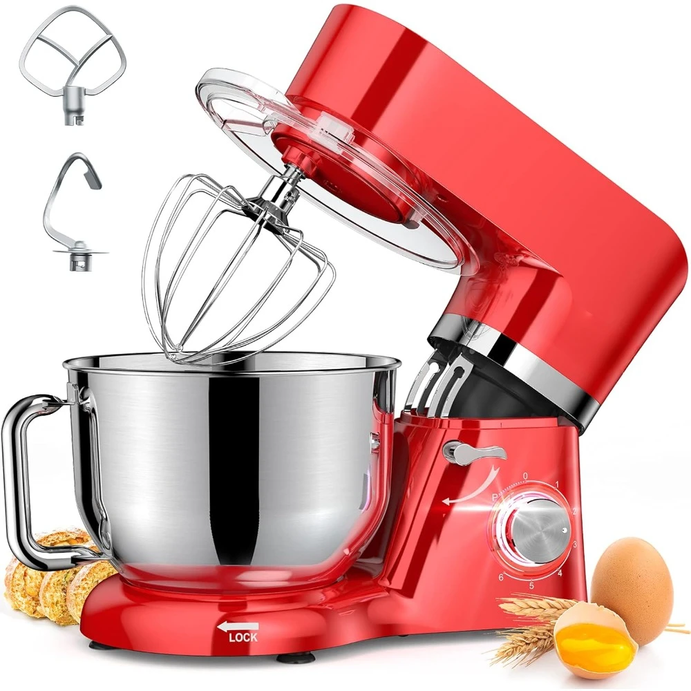 

7.5 QT Electric food Mixer, 660W 6+P Speed Household Tilt-Head with Whisk, Dough Hook, Mixing Beater & Splash Guard, Stand Mixer