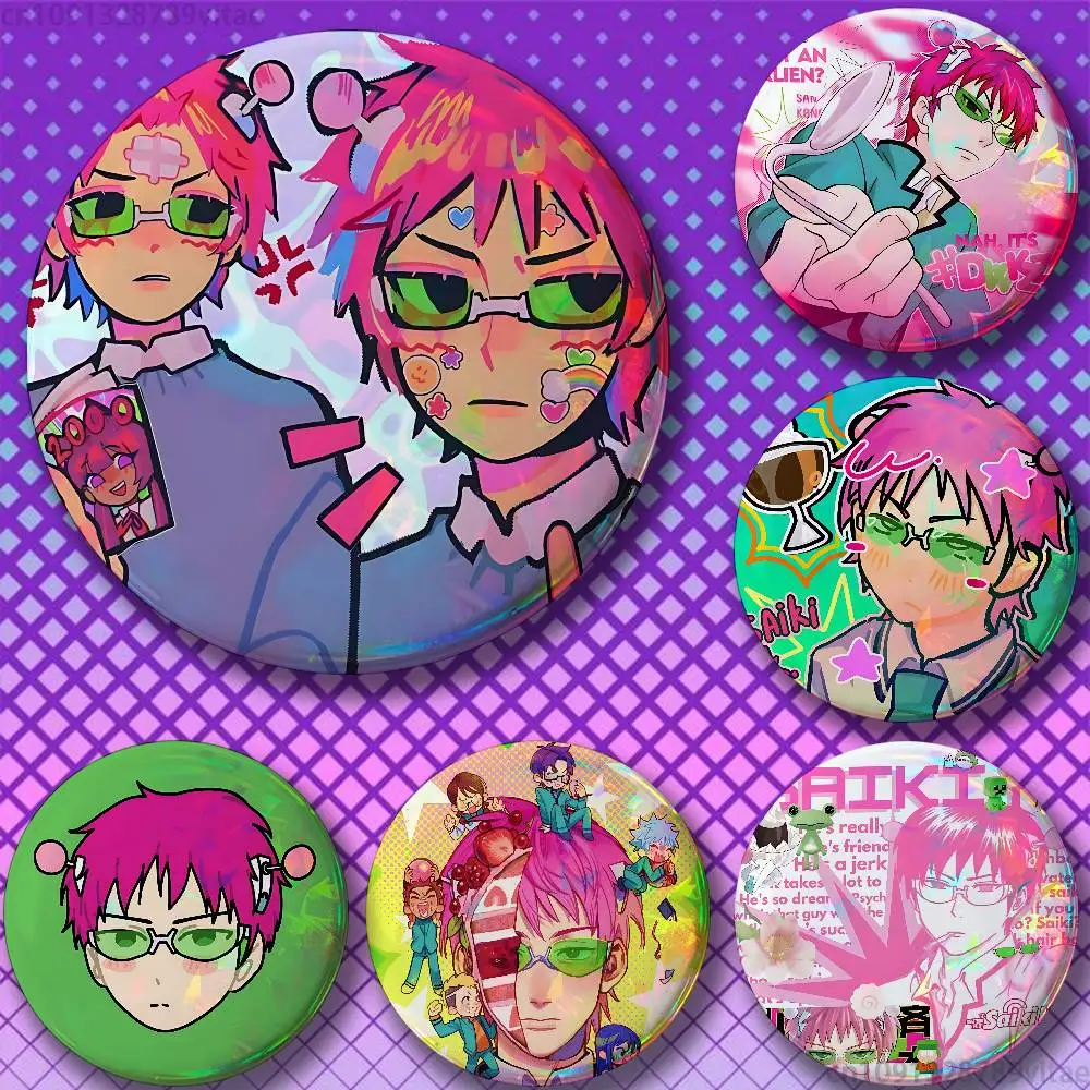 S-Saiki K D-Disastrous L-Life Pins 58mm Cute Cartoon Badge Handmade Brooches for Backpack Accessories Jewelry Gifts