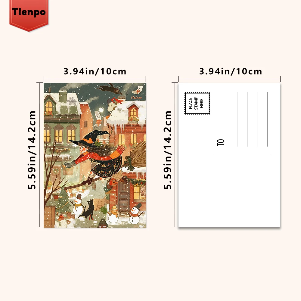 32 Stück, handgezeichnete, magische Postkarten mit Hexenmotiven, als Geburtstags- oder Jubiläumsgeschenk, Sammlerstück, geeignet zum Verschenken und zum Versenden per Post. – Detail 6
