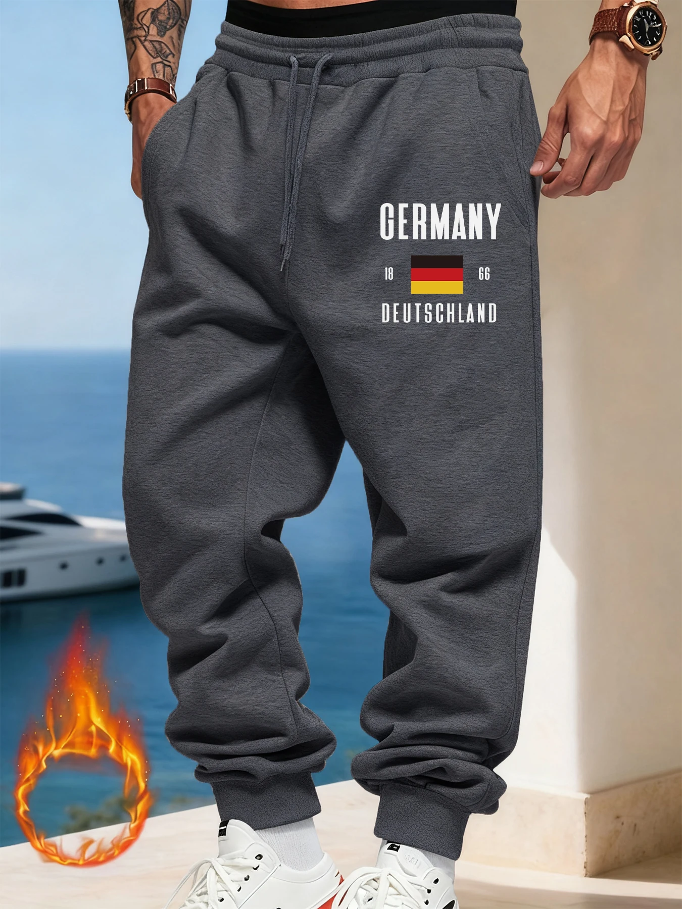 

Germany Deutschland Letter Print Male Sweatpant Trendy Jogging Britches Casual Comfy Long Pants Sports Basic Unisex Trousers
