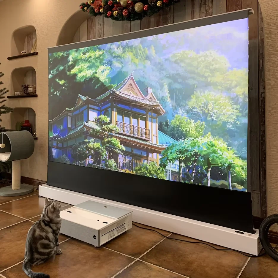 

SMX 100-дюймовый экран проектора Моторизованный напольный экран ALR для лазерного проектора UST Моторизованный домашний кинотеатр Лазерный ТВ-экран