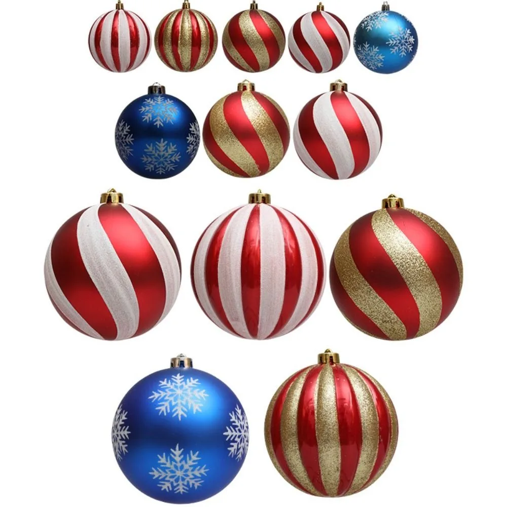 10/12/15cm Painted Christmas Balls Pendant Cartoon Plastic Electroplated Christmas Hanging Balls Festival Colorful