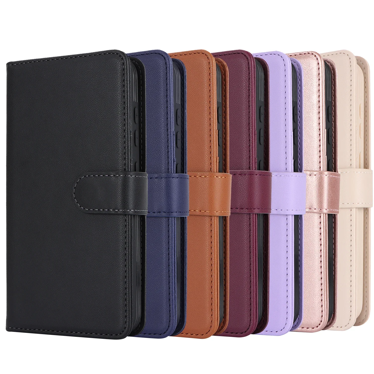 2 in 1 Detachable PU Magnetic Wallet Leather Case for IPhone 15 16 14 13 12 11 Pro Max Plus Wireless Charging Magsafe Cover