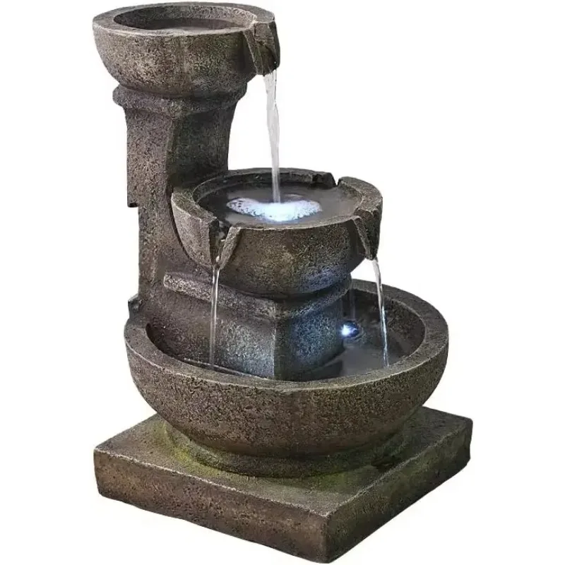 

Outdoor Waterfall Fountain - Relaxing Soothing Garden Fountain Patio Outdoor for The Garden&Patio with LED Lights