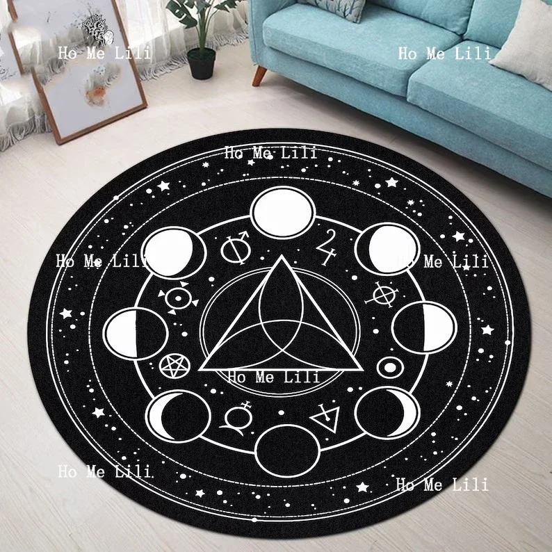 Tapis de cercle magique d'alchimie, décor à la maison gothique, décor de phase de lune