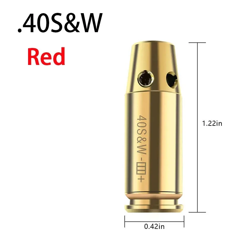 Tactical 40S&W Red Green Dot Laser Boresighter Brass Bullet Rifle Scope Accurate Calibration Shoot Accessories Glock Aimpoint