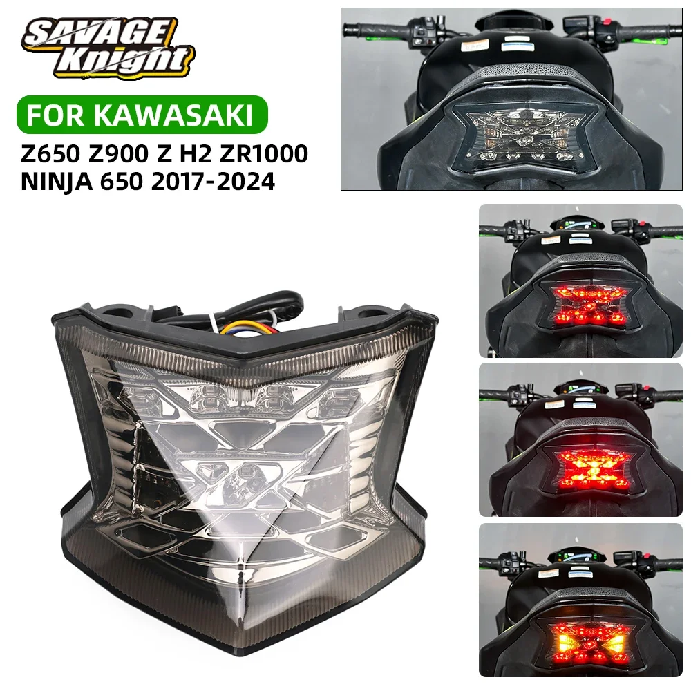 

Мотоциклетный дымовой светодиодный интегрированный задний стоп-сигнал для Kawasaki Ninja 650 EX650 Z900 Z650 ER650 ZR900 2017-2023, стоп-сигнал, мигалка