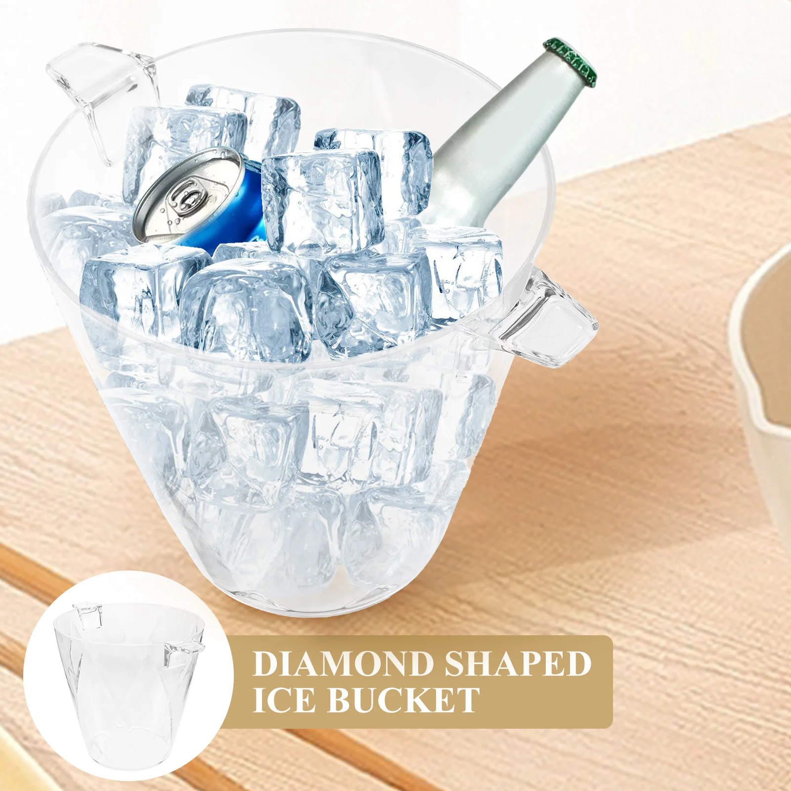 

Premium Acrylic Bucket Household Beer Bottle Cooler With Handles Multi-Functional Bar Ice Container For Home Party Use