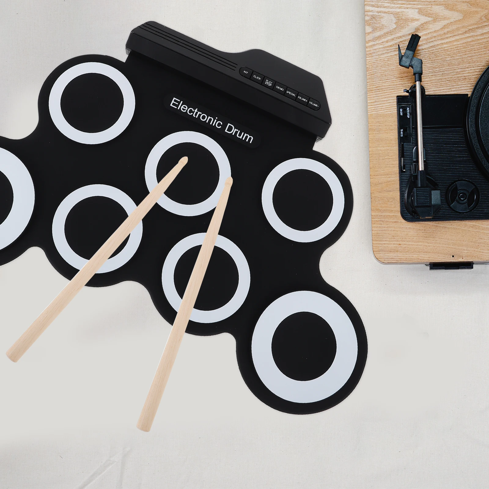 

1 Set Usb Charging Electric Hand Roll Up Drum Set Portable Silicone Drum Kit For Beginners Compact Size