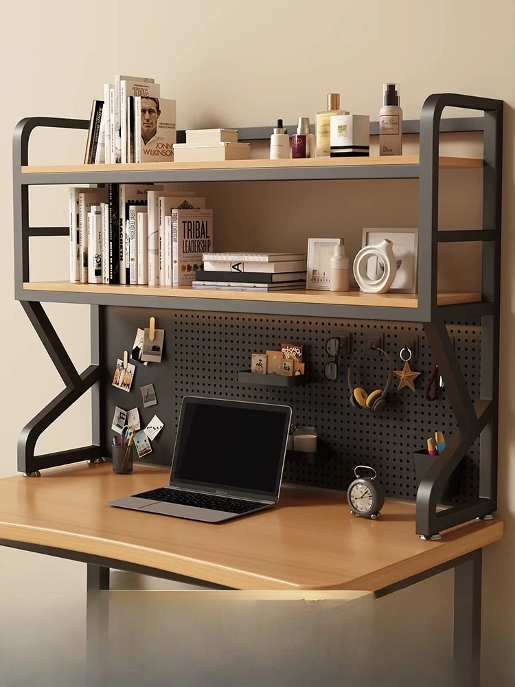

Desktop multi-layer simple bookshelf multi-functional student desk storage rack wrought iron hole board can be placed on desktop