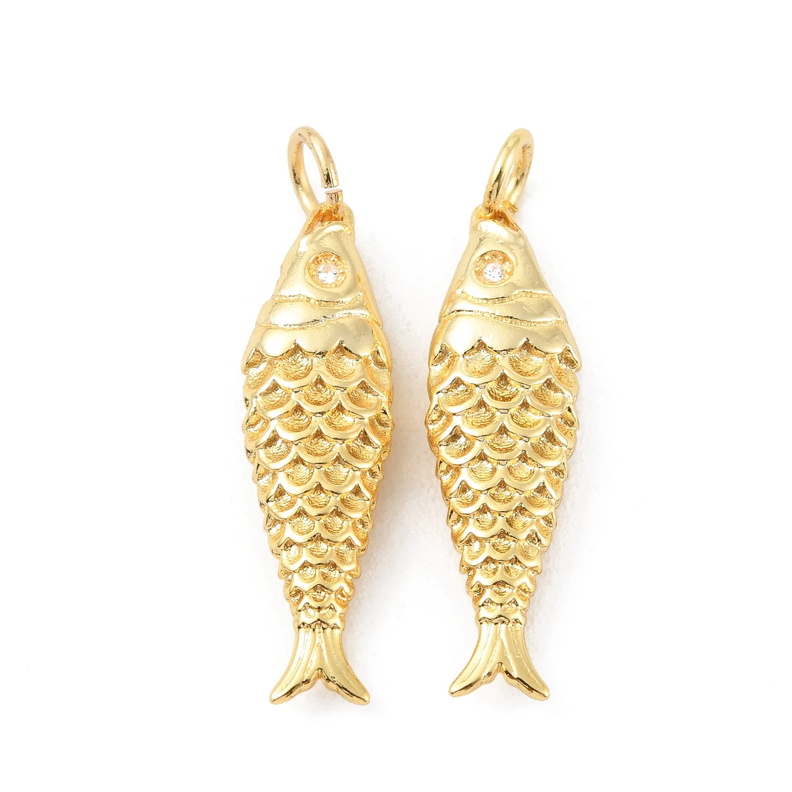 10pcs 3D Fish Charms Brass Animal Pendants Long-Lasting Plated For DIY Handmade Bracelet Necklace Jewelry Making Supplies Crafts