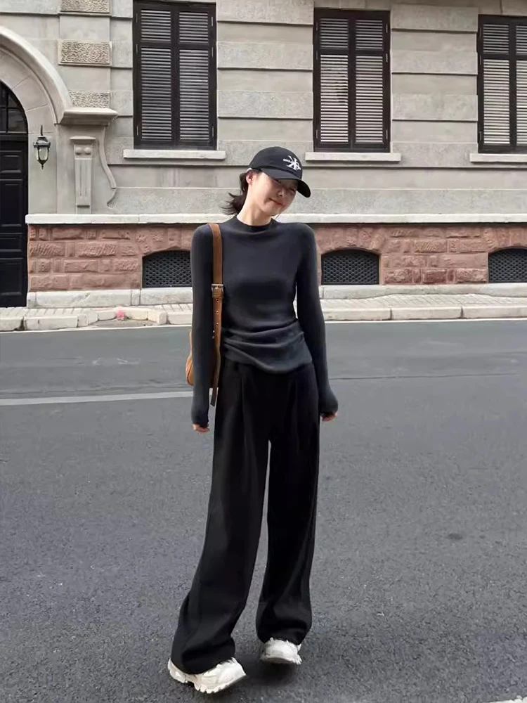 

Sweaters Jumpers Pullovers Womens Elegant Chic Woman Top Snug Cylinder Solid BF Y2K Business Meeting Professional Modern Simple