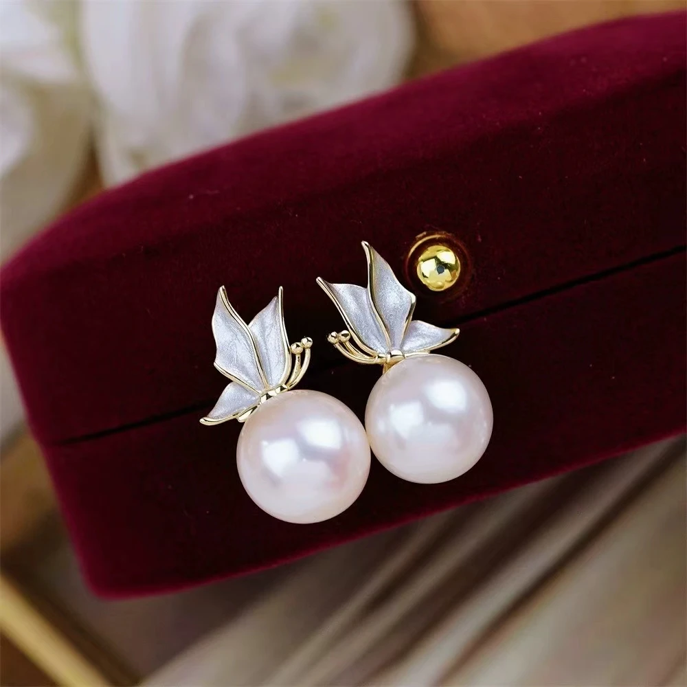 Wholesale 925 Sterling Silver Earrings Mount Findings Settings Base Mounting Parts Accessory for 9-10mm Pearls 5 pairs/lot