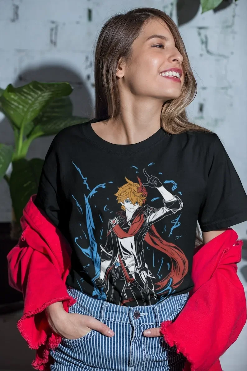 Tartaglia Genshin Impact Japan Aesthetic Anime Japanese Vaporwave Genshin Impact Raiden Shogun Gaming T-Shirt, Anime Waifu Shirt