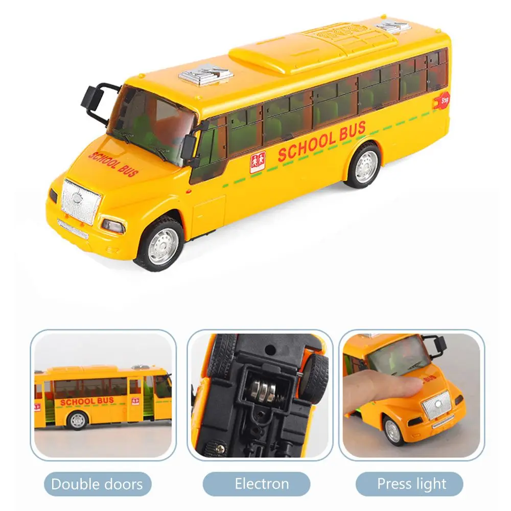 Kids School Bus Inertial Toys Lighting Car Model Interactive Educational Toys for Boys Girls Birthday Christmas Gift