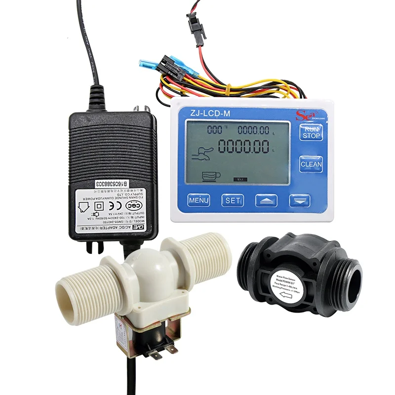DN25 FS400A Flow Meter Quantitative Controller ZJLCD-M 12V Shut/Stop Valve OEM for Bread Machine Water Filling System 2-60L/min