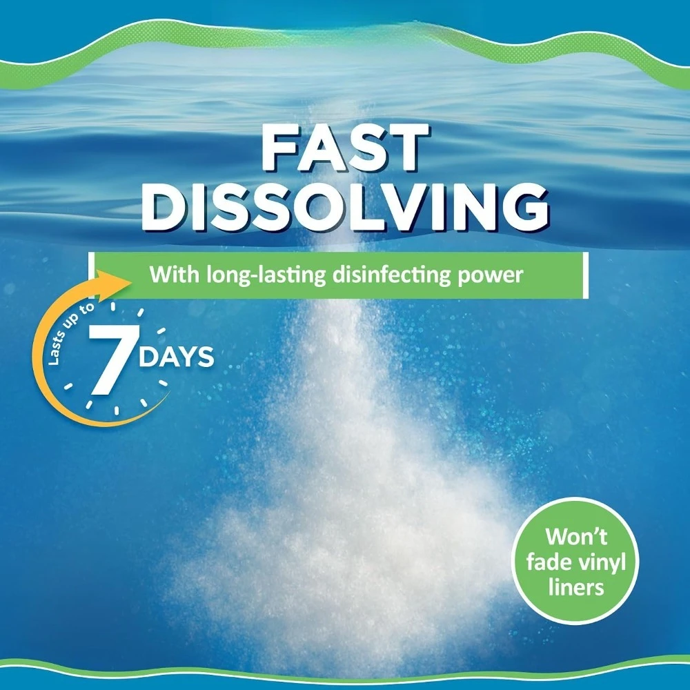 Cloro Granular de 15 lb para Piscinas, Jacuzzis y Spas, de Disolución Rápida, Estabilizado, Antivegetal y Desinfectante