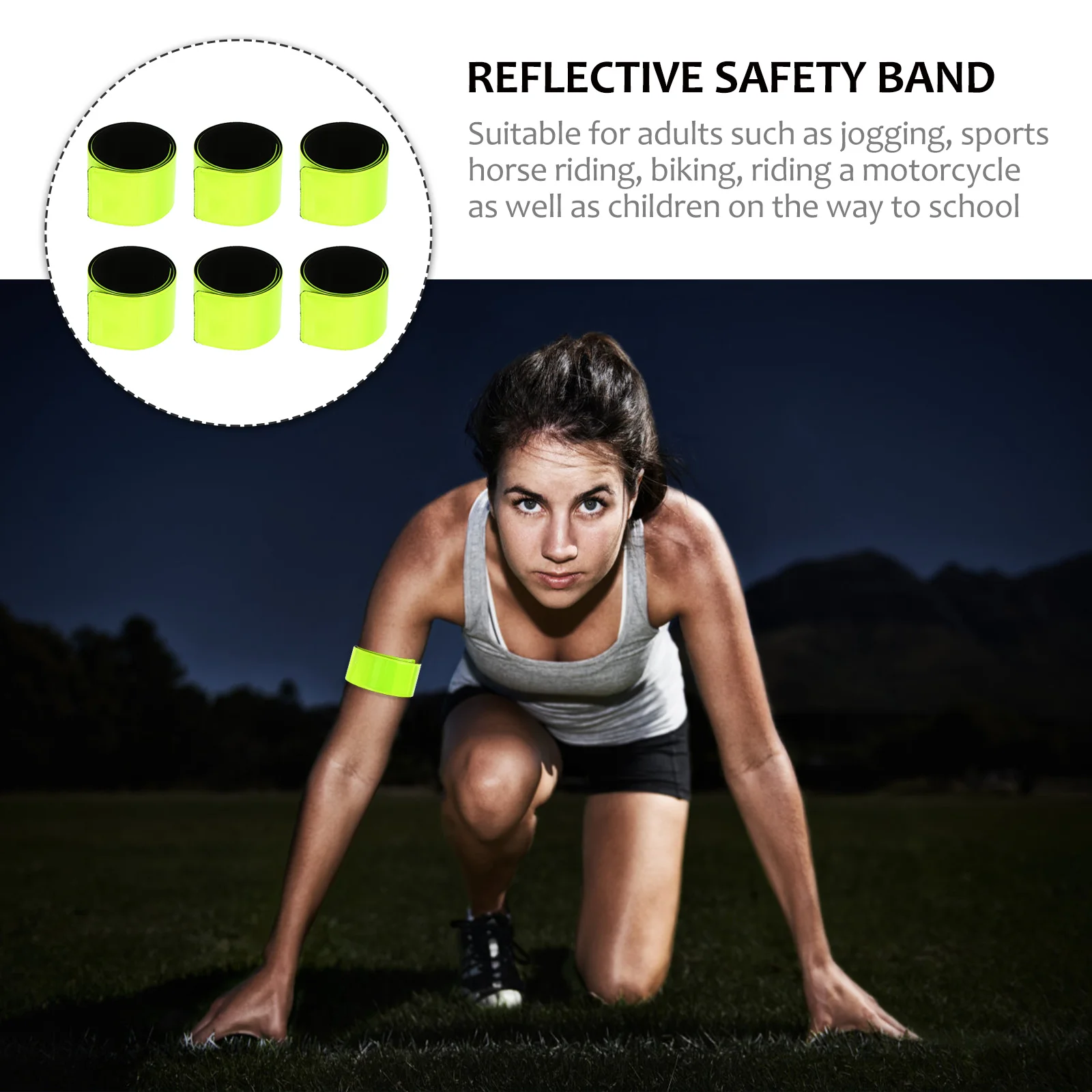 6 Pcs Papa Circle Reflective Tape Arm Bands Accessory Sports Pvc Armband Night Run Safety