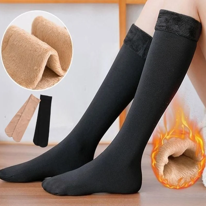 

Women's Calf Socks Autumn and Winter Fleece-lined Thick Warm Slimming Snow Socks Long Stockings