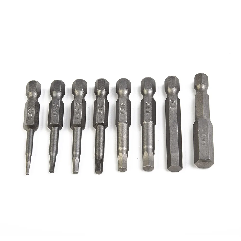 8Pcs Screwdriver Bit Set H1.5-H8 50mm 1/4inch Shank Hex Magnetic Head Hand Operated Tools Power Tool Accessories Toolkit