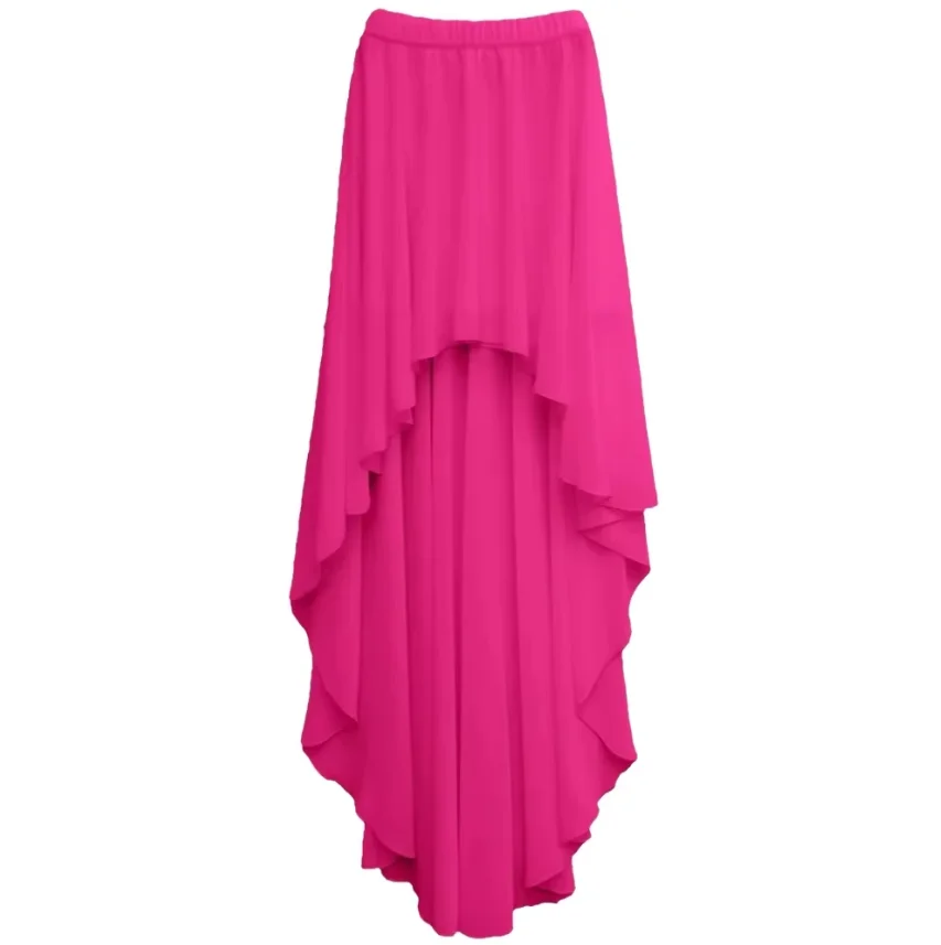 Gonne Irregolari Color Arcobaleno Moda Donna Estate 2024, Gonne In Chiffon Con Volant Color Caramello, Gonne Sexy-image